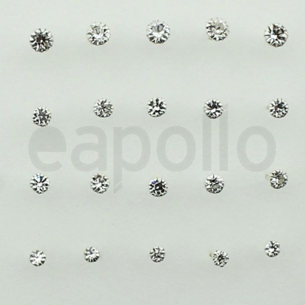 Sterling Silver Round Nose Pins - Clear (Asst. Sizes) 