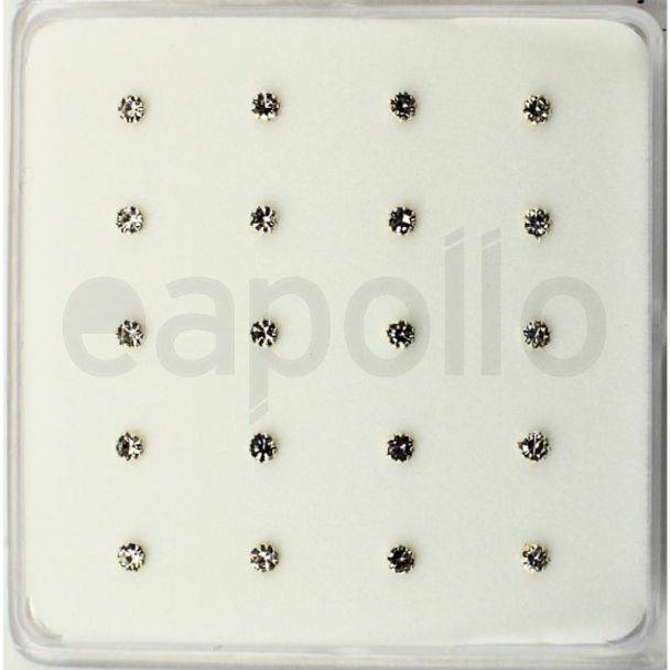 Sterling Silver Clawset Round Nose Pins (2 mm) - Clear