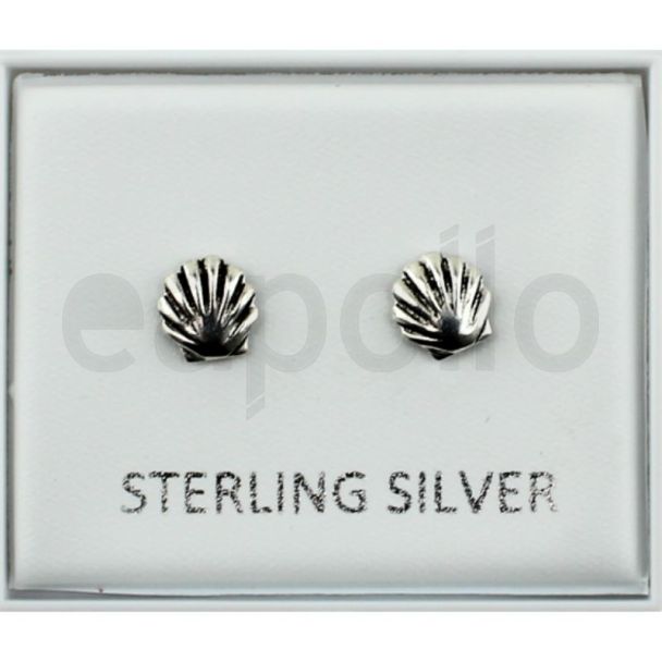 Sterling Silver Scallop Shell Ear Studs 5mm 