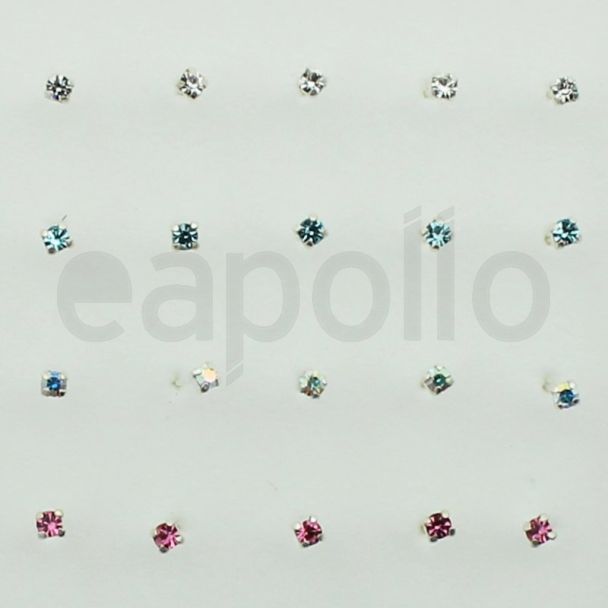 Sterling Silver Square Claw Set - Assorted Colours (2mm)