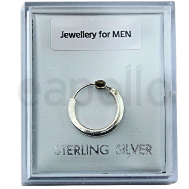 Sterling Silver Square Cut Hoop Earrings – Geometric Profile (12mm)