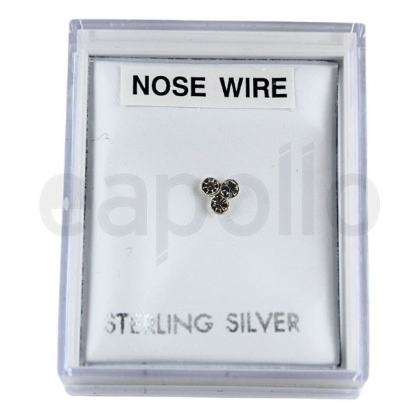 Sterling Silver Three Dot Trio Design Nose Wire - 4mm