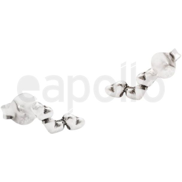 Sterling Silver Triple Heart Ear Climber Studs