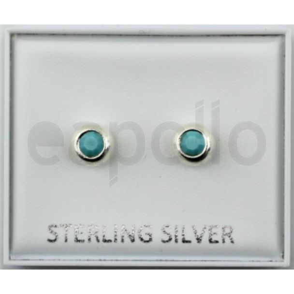 Sterling Silver Turquoise Circle Ear Studs 3mm