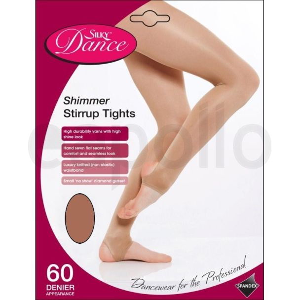 Silky's Childrens 60 Denier Shimmer Stirrup Tights - Toast