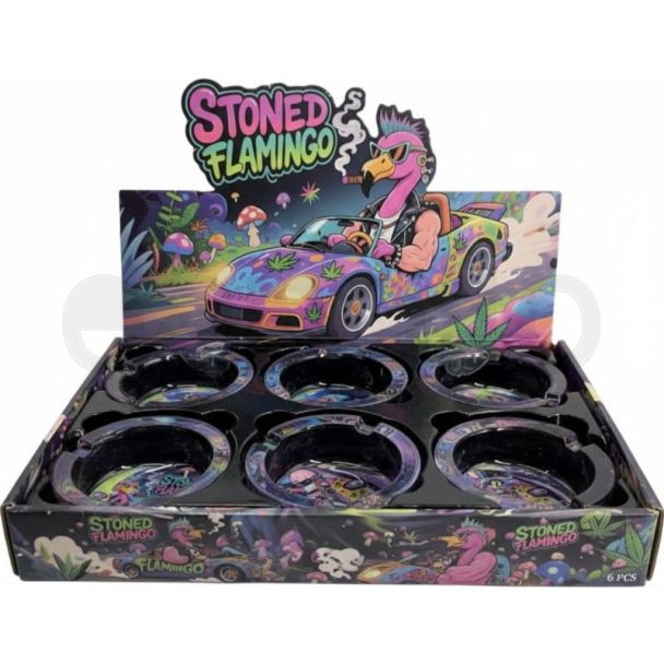 Stoned Flamingo Glass Ashtray - Assorted (8.5x3.5cm)