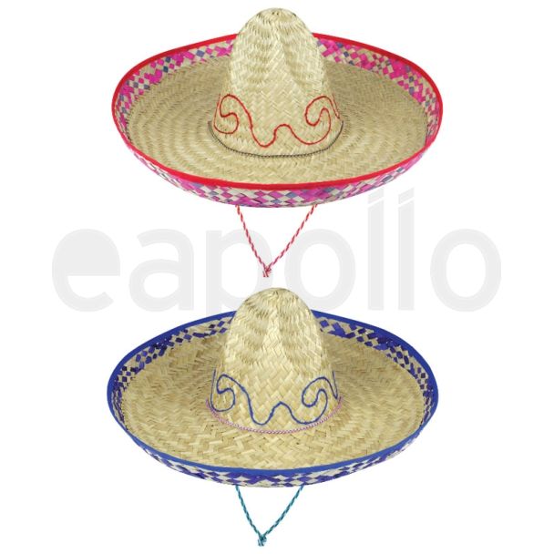 Straw Sombrero with Embroidery Design (2 Assorted Colours)