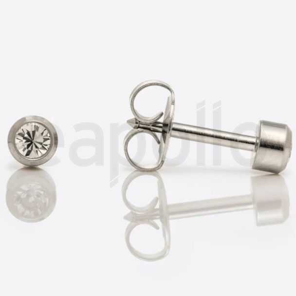 Studex Regular April Stainless Silver Bezel Studs - DCNR204W
