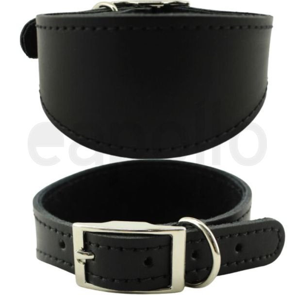 Suede Lined Whippet Leather Collar-Black(12-14'')