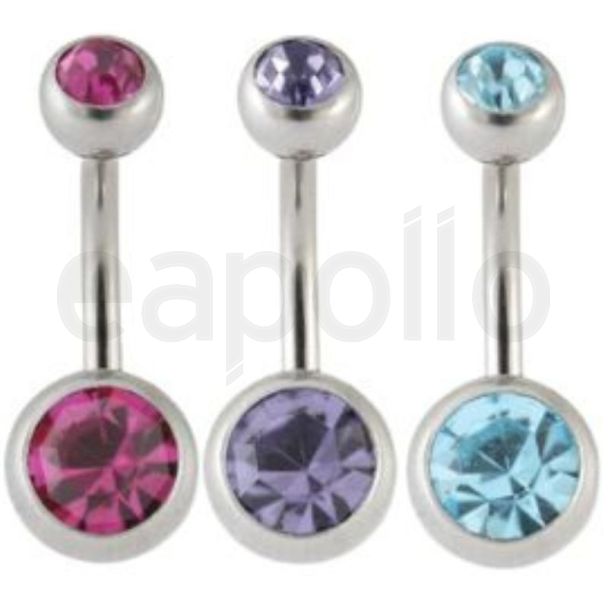 Double Jewelled Belly Bar – Assorted 10mm