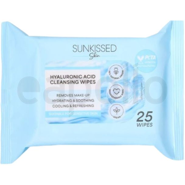 Sunkissed Hyaluronic Acid Cleansing Wipes - 25 Wipes 