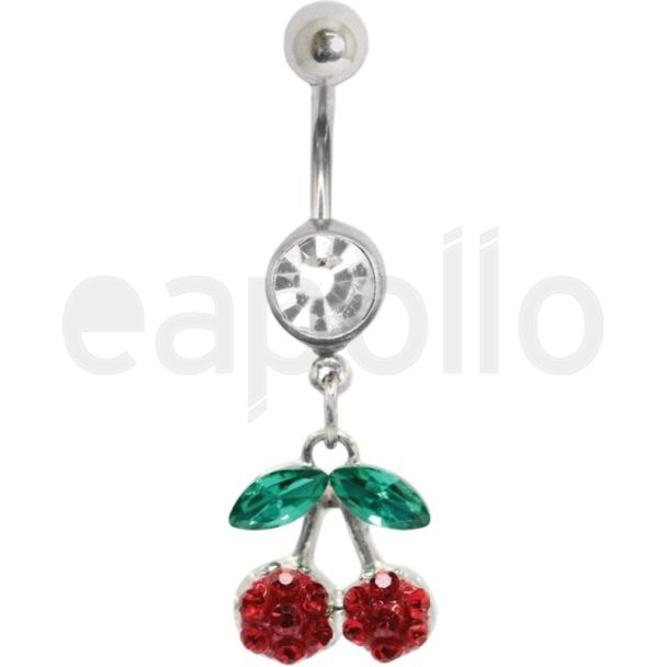 Sweet Cherry Charm Navel Bar – 10mm