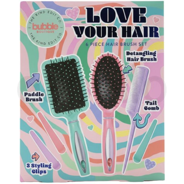The Kind Edit Co. 6pce Hair Brush Gift Set - Love Your Hair