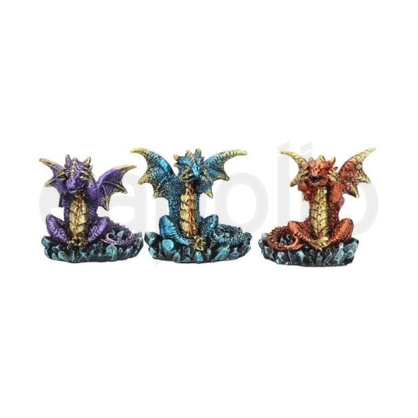 Three Wise Dragon Figurines 