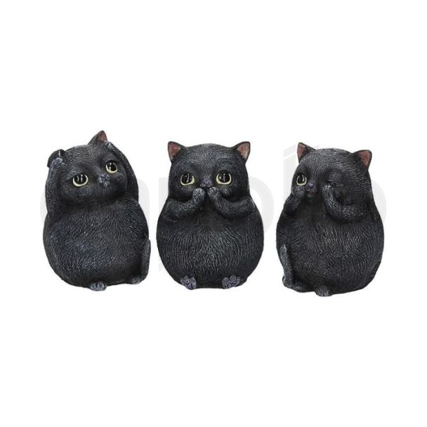 Three Wise Fat Cat Figurines - 8.5cm 