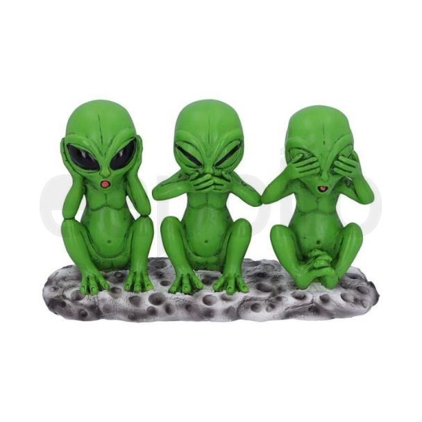 Three Wise Martians See No Hear No Speak No Evil Alien Figurines - 16cm