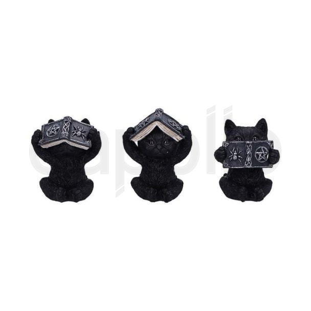 Three Wise Witchy Black Spell Cats - 8.5cm