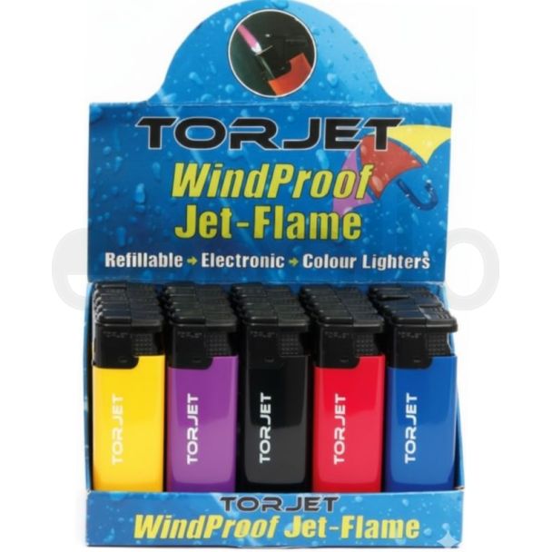Torjet Windproof Jet Flame Lighters - Assorted Colours