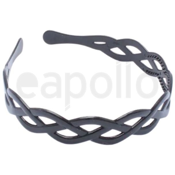 Weave Style Plastic Aliceband With Small Teeth - Black (2cm Wide)