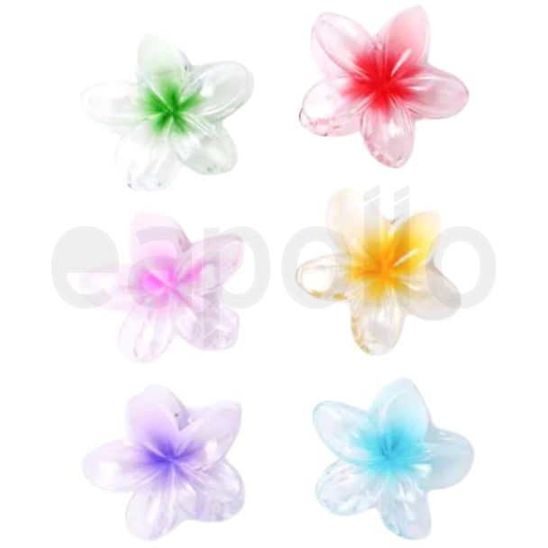 Transparent Colour Hibiscus Flower Hair Clamp - Assorted (8cm)