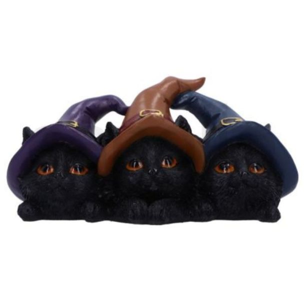Trio of Mischief Witches Black Cats Figurine 9cm