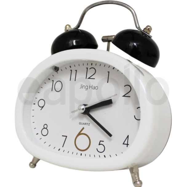 Twin Bell Quartz Mini Alarm Clock - White (8 x 10 x 5 cm)