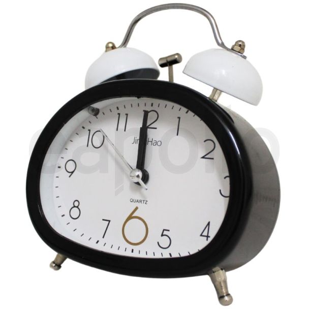 Twin Bell Quartz Mini Alarm Clock - Black (8 x 10 x 5 cm)