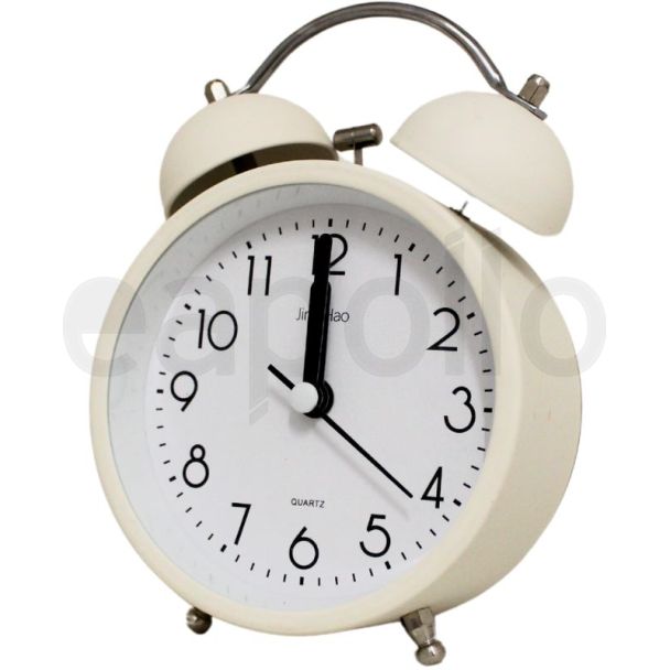 Twin Bell Round Quartz Mini Alarm Clock - White (9 x 9 x 4.5cm)