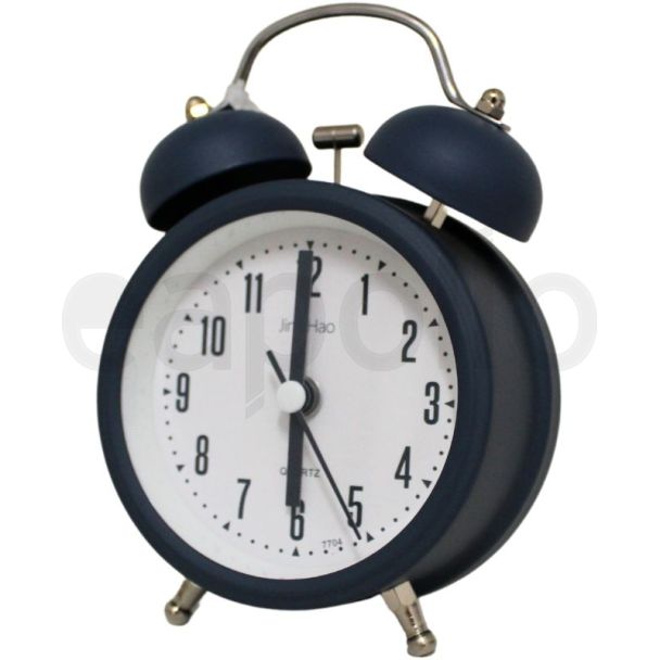 Twin Bell Round Quartz Mini Alarm Clock - Slate Grey (8 x 8 x4.5 cm )