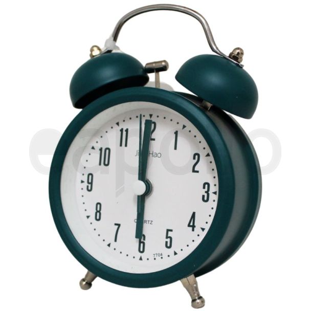 Twin Bell Round Shaped Quartz Mini Alarm Clock - Teal (8 x 8 x4.5 cm)