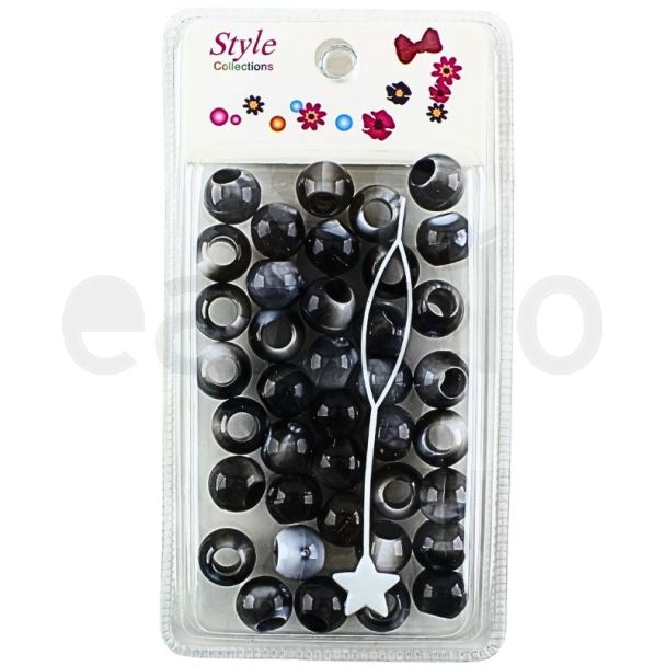 Two Toned Hair Braiding Beads - Black/White