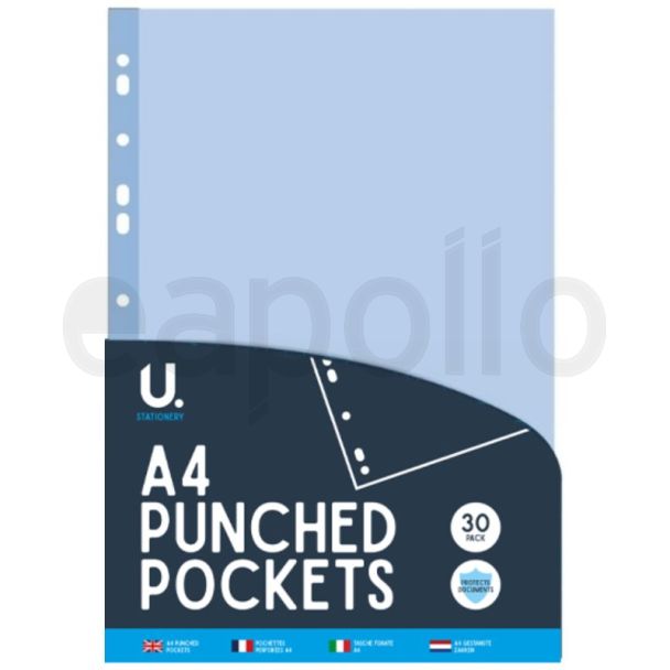U. A4 Punched Pockets - 30pcs (315 x 246 mm)