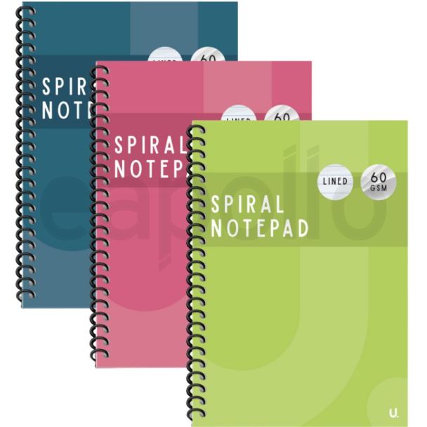 U. A5 Spiral Bound Lined Notebook - Assorted (80 Sheets)