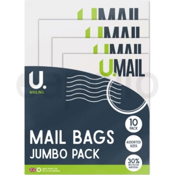 U. Mail Bags Peel & Seal Jumbo Multipack 10 Pack - Assorted Sizes