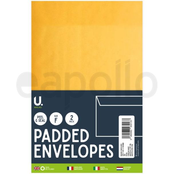 U. Mailing Padded Envelopes Peel & Seal - 2 Pcs (Size F - 220x340mm)