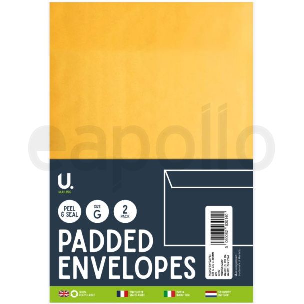 U. Mailing Padded Envelopes Peel & Seal - 2 Pcs (Size G - 230X340mm)