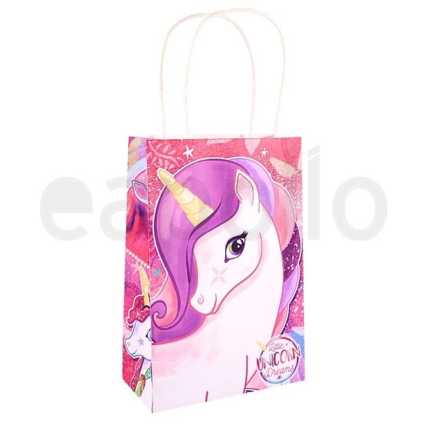 Kids Unicorn Paper Gift Bag with Handles - 14cm x 21cm x 7cm