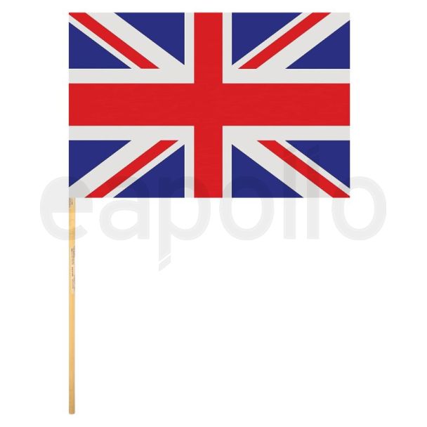 Union Jack Nylon Hand Flag With Wooden Stick  - 18 " x 12"