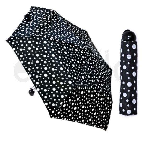 Unisex Black & White Supermini Umbrella With Ball Handle