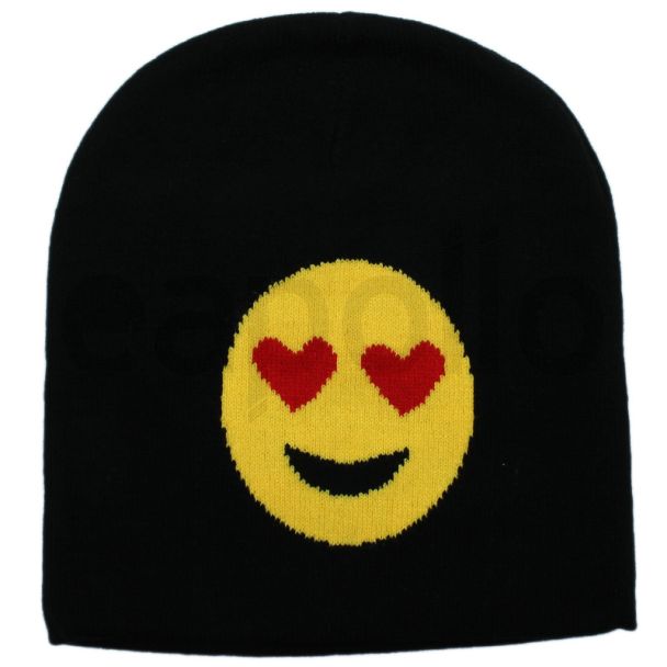 Unisex Emoji Beanie Hat - Eyes with Heart