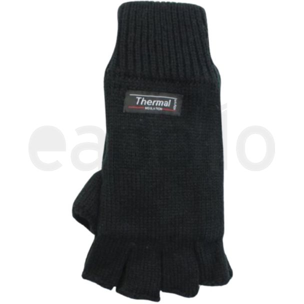 Unisex Knitted 3M Thinsulate Insulation Fingerless Gloves - Black