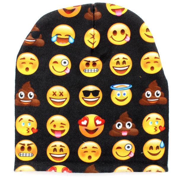 Unisex Multiple Emoji Beanie Hat - Black
