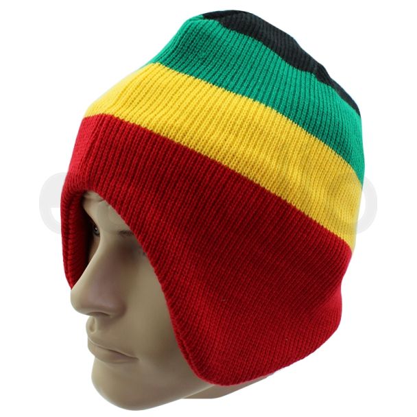 Unisex Rasta Design Knitted Peruvian Hat
