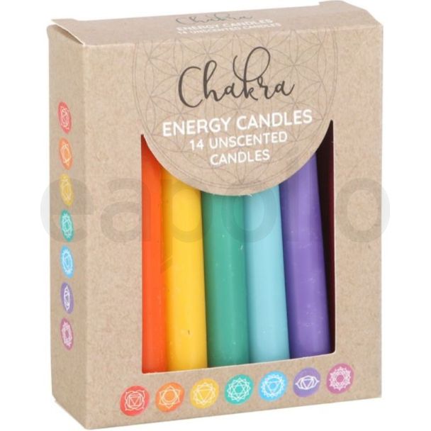 Unscented Chakra Energy Candles – Pack of 14