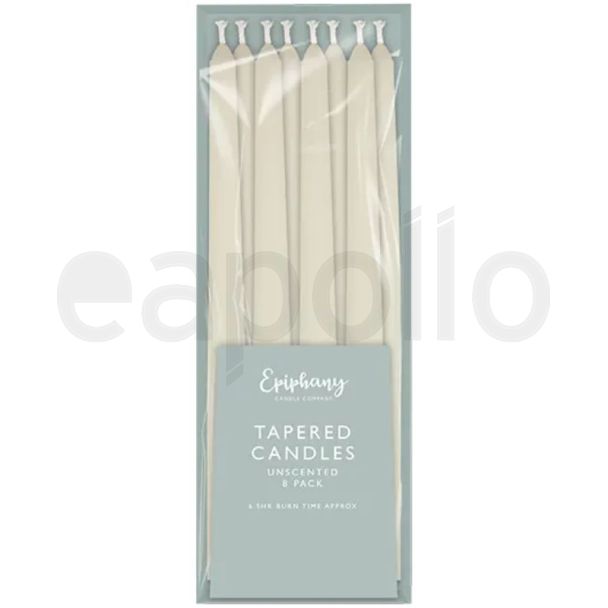 Unscented Tapered Dinner Candles (8 Pack)