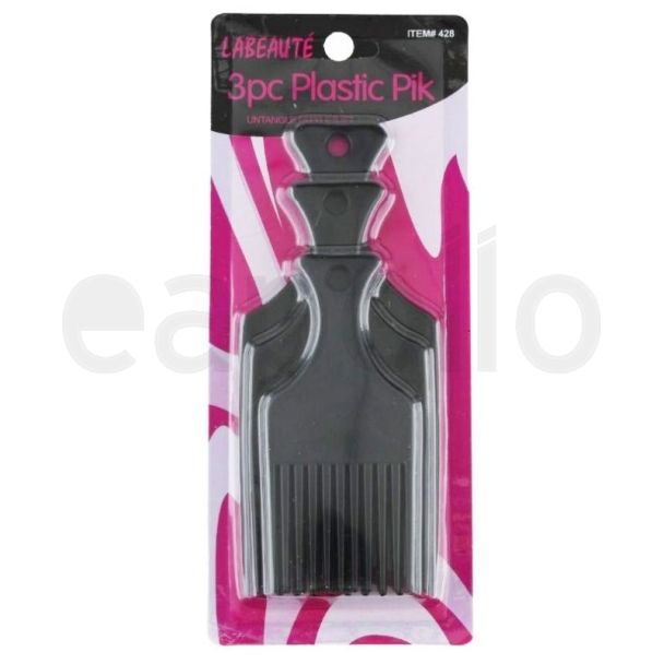 Labeaute 3pc Plastic Pik Comb Set - Black