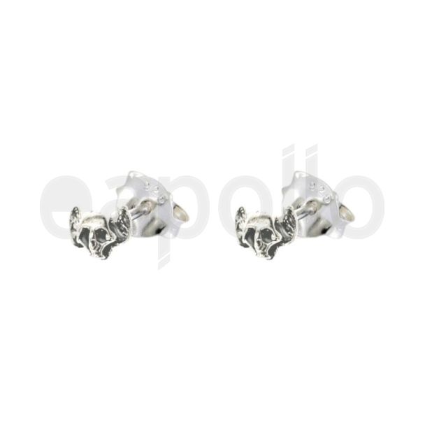 Sterling Silver Bat Ear Skull Studs - 7mm