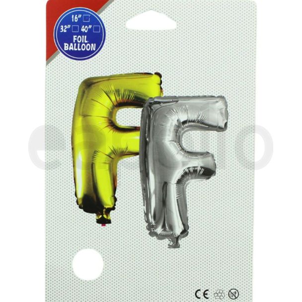 16" Letter "F" Air filled Foil Balloon - Silver