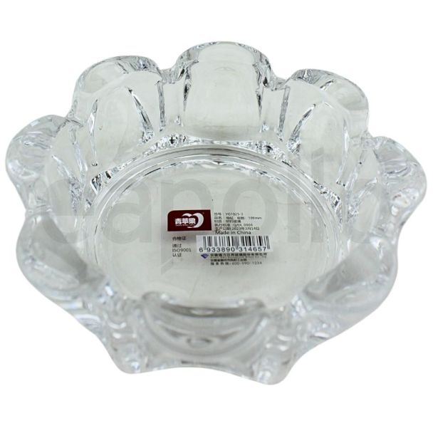Deli Glassware Round Silver Glass Ashtray - 11cm