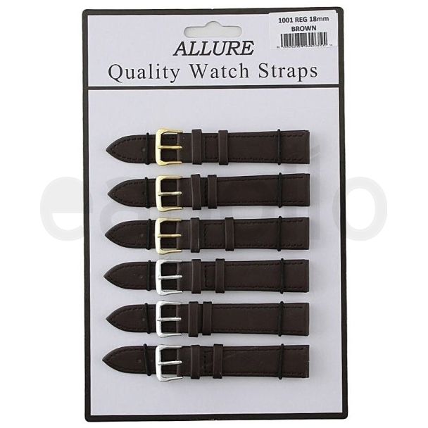 Wholesale Allure Brown Leather Watch Strap - Gold and Silver Buckles - 18mm